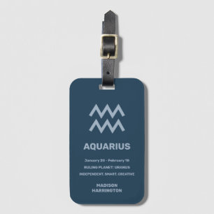 Custom Name / Text Zodiac Sign Aquarius Luggage Tag