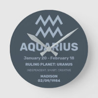 Custom Name / Text Zodiac Sign Aquarius