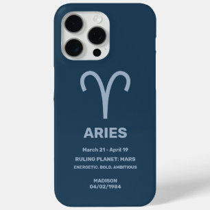 Custom Name / Text Zodiac Sign Aries iPhone 15 Pro Max Case