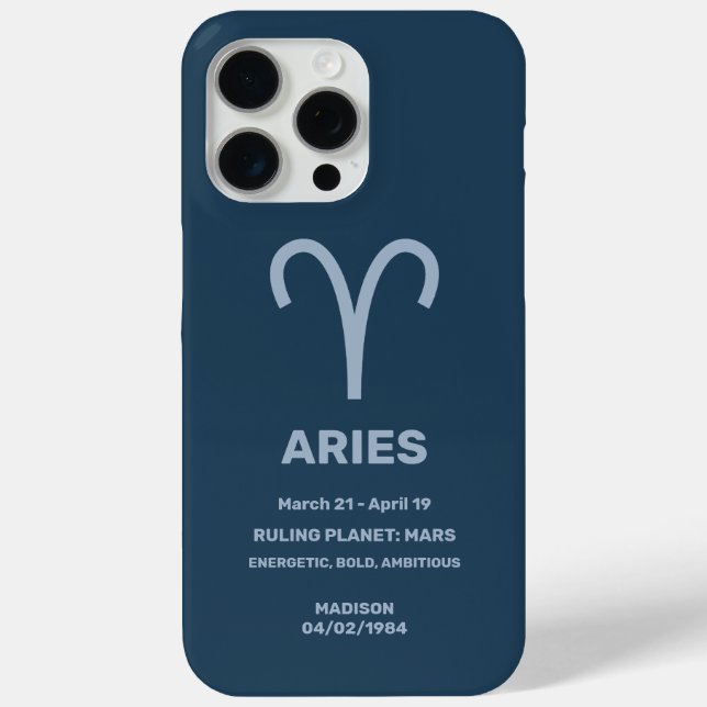 Custom Name / Text Zodiac Sign Aries Case-Mate iPhone Case (Back)