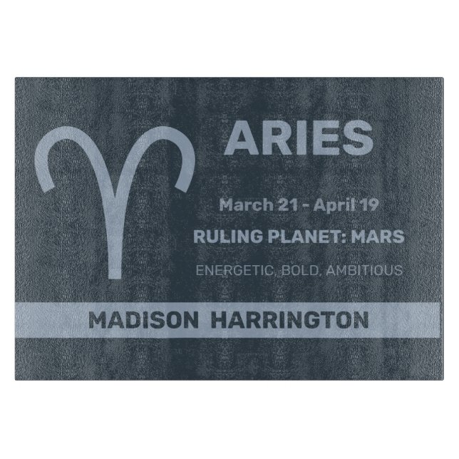 Custom Name / Text Zodiac Sign Aries Cutting Board (Front)