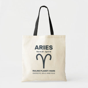 Custom Name / Text Zodiac Sign Aries Tote Bag
