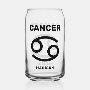 Custom Name / Text Zodiac Sign Cancer Can Glass