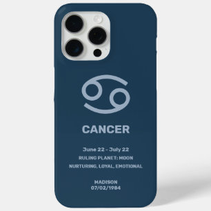 Custom Name / Text Zodiac Sign Cancer iPhone 15 Pro Max Case