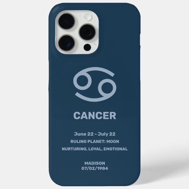 Custom Name / Text Zodiac Sign Cancer Case-Mate iPhone Case (Back)