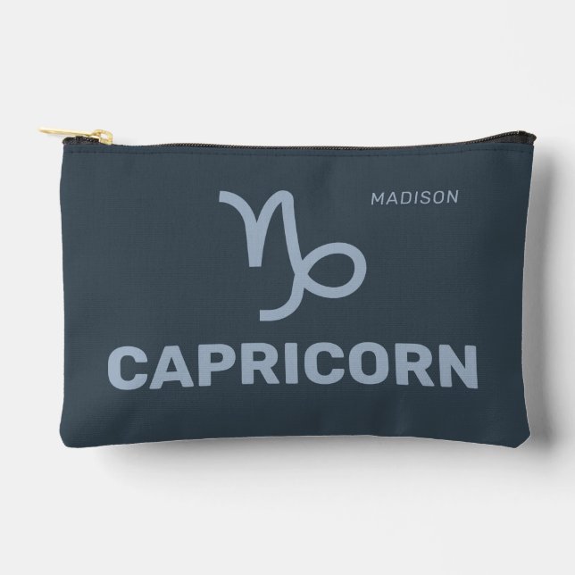Custom Name / Text Zodiac Sign Capricorn Accessory Pouch (Front)
