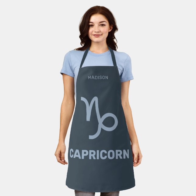 Custom Name / Text Zodiac Sign Capricorn Apron (Worn)