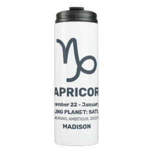 Custom Name / Text Zodiac Sign Capricorn Thermal Tumbler