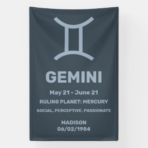 Custom Name / Text Zodiac Sign Gemini