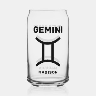Custom Name / Text Zodiac Sign Gemini Can Glass