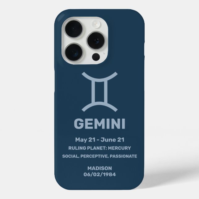 Custom Name / Text Zodiac Sign Gemini Case-Mate iPhone Case (Back)