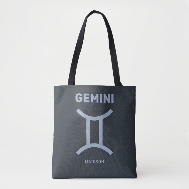 Custom Name / Text Zodiac Sign Gemini Tote Bag (Front)