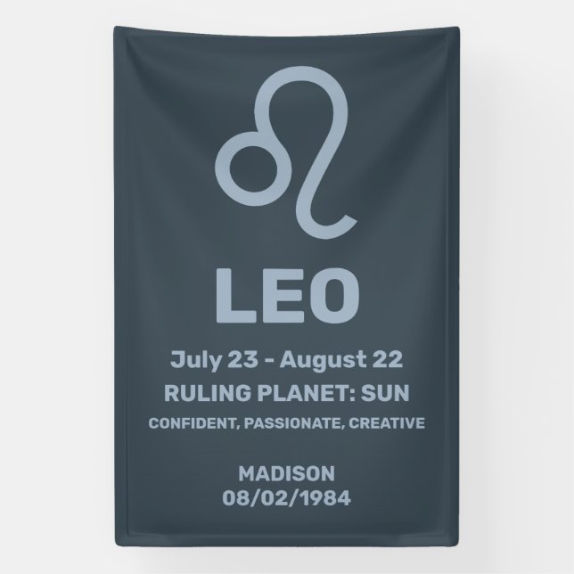 Custom Name / Text Zodiac Sign Leo (Vertical)