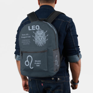 Custom Name / Text Zodiac Sign Leo Printed Backpack