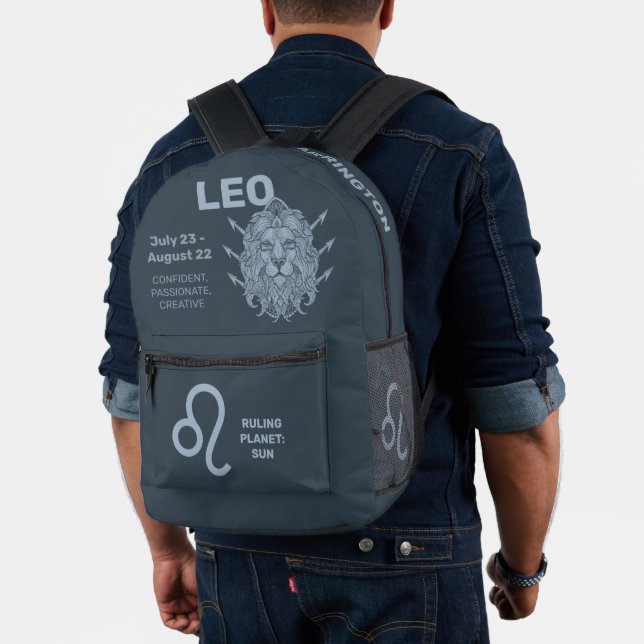 Custom Name / Text Zodiac Sign Leo Printed Backpack (Insitu (Model))