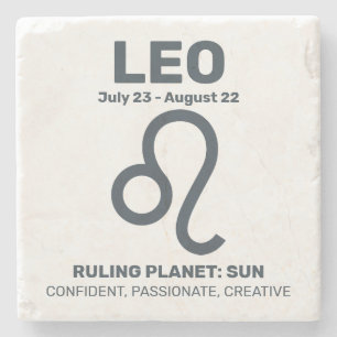 Custom Name / Text Zodiac Sign Leo Stone Coaster