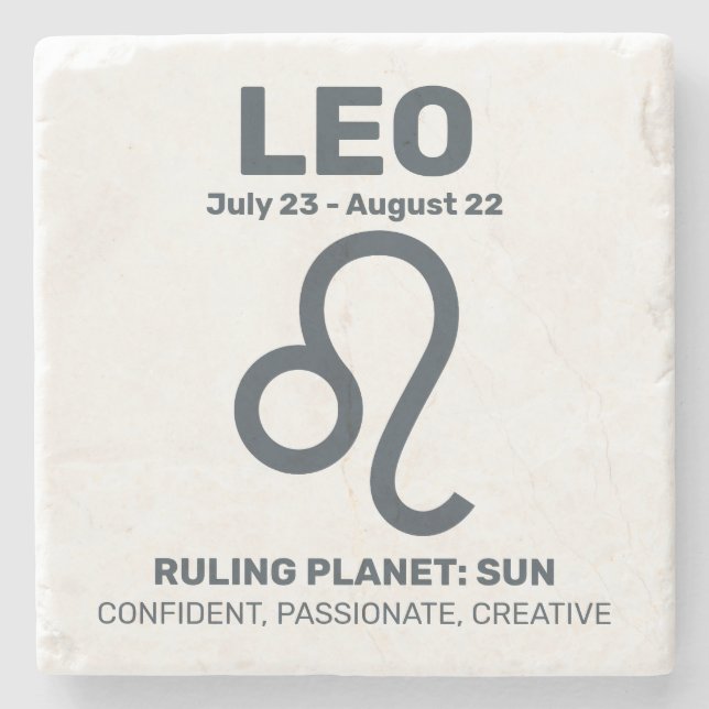 Custom Name / Text Zodiac Sign Leo Stone Coaster (Front)