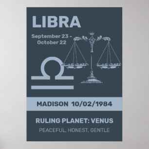 Custom Name / Text Zodiac Sign Libra