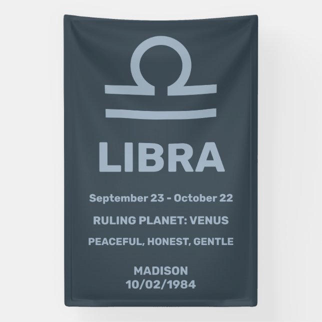 Custom Name / Text Zodiac Sign Libra (Vertical)