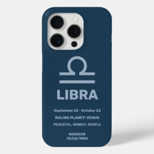 Custom Name / Text Zodiac Sign Libra iPhone 15 Pro Case