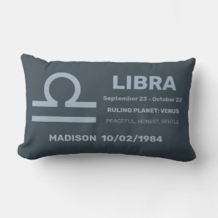 Custom Name / Text Zodiac Sign Libra Lumbar Cushion