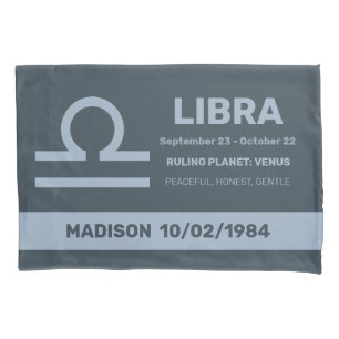Custom Name / Text Zodiac Sign Libra Pillowcase