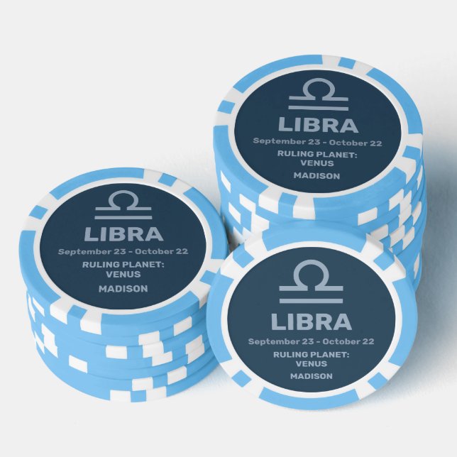 Custom Name / Text Zodiac Sign Libra Poker Chips (Stack)