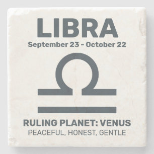 Custom Name / Text Zodiac Sign Libra Stone Coaster