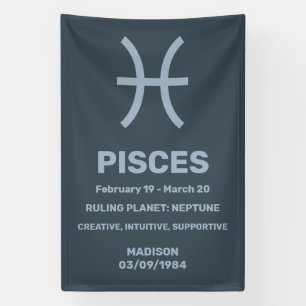 Custom Name / Text Zodiac Sign Pisces