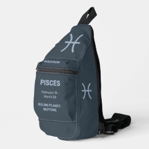 Custom Name / Text Zodiac Sign Pisces Sling Bag