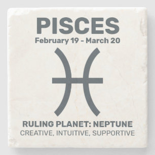 Custom Name / Text Zodiac Sign Pisces Stone Coaster