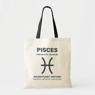 Custom Name / Text Zodiac Sign Pisces Tote Bag