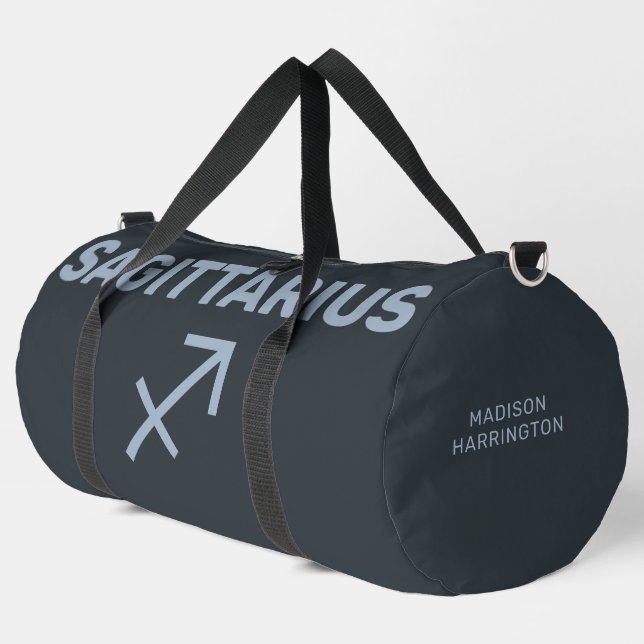 Custom Name / Text Zodiac Sign Sagittarius Duffle Bag (Left Corner)