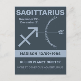 Custom Name / Text Zodiac Sign Sagittarius Postcard