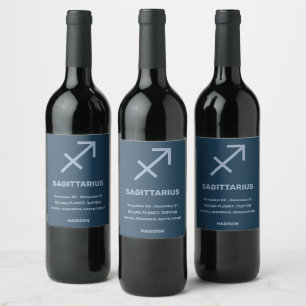 Custom Name / Text Zodiac Sign Sagittarius Wine Label