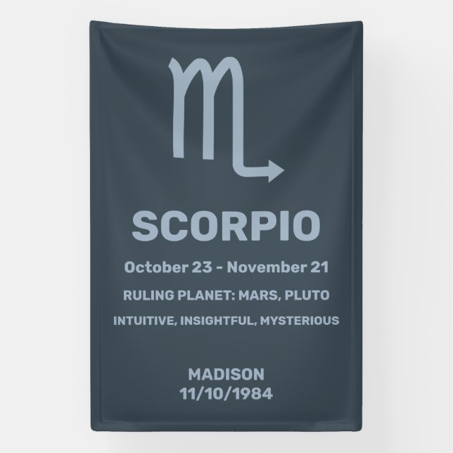 Custom Name / Text Zodiac Sign Scorpio (Vertical)