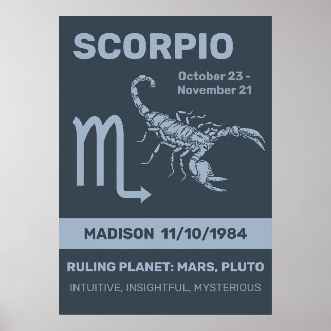 Custom Name / Text Zodiac Sign Scorpio (Front)