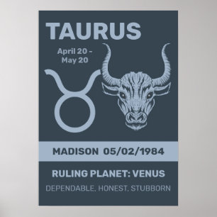 Custom Name / Text Zodiac Sign Taurus