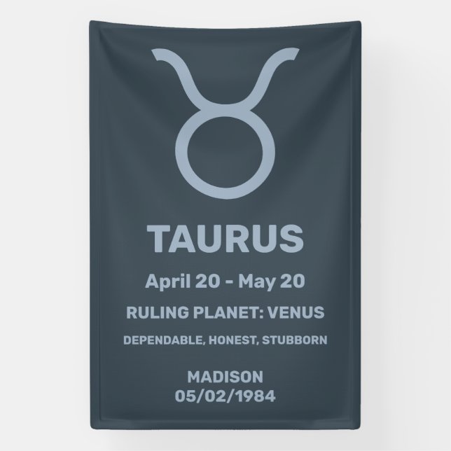 Custom Name / Text Zodiac Sign Taurus (Vertical)