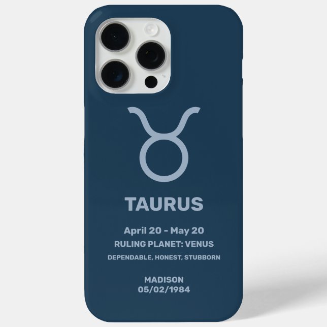 Custom Name / Text Zodiac Sign Taurus Case-Mate iPhone Case (Back)