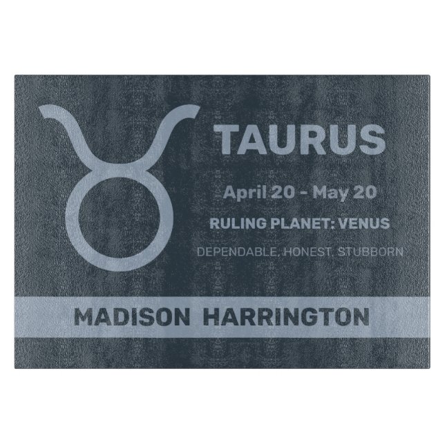 Custom Name / Text Zodiac Sign Taurus Cutting Board (Front)