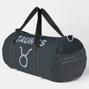 Custom Name / Text Zodiac Sign Taurus Duffle Bag