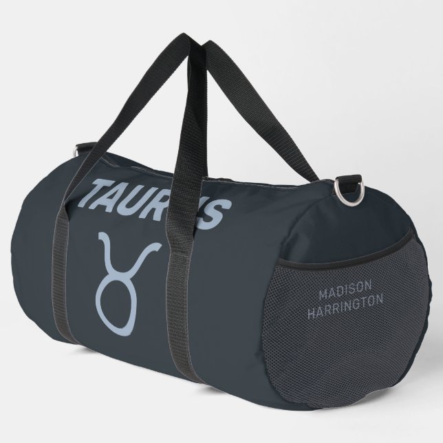 Custom Name / Text Zodiac Sign Taurus Duffle Bag (Right Corner)