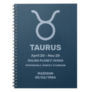 Custom Name / Text Zodiac Sign Taurus Notebook