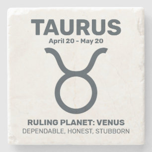 Custom Name / Text Zodiac Sign Taurus Stone Coaster