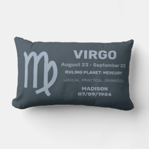 Custom Name / Text Zodiac Sign Virgo Lumbar Cushion