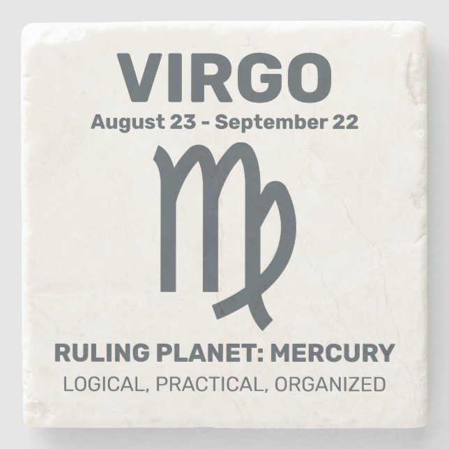 Custom Name / Text Zodiac Sign Virgo Stone Coaster (Front)