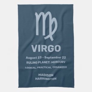 Custom Name / Text Zodiac Sign Virgo Tea Towel