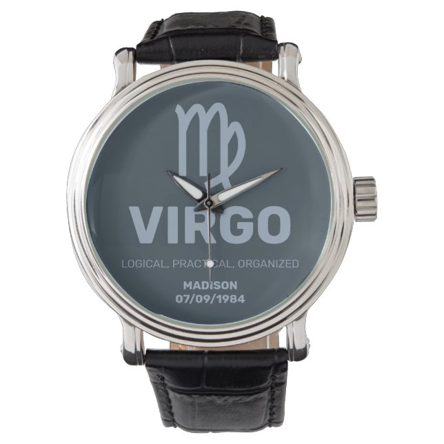 Custom Name / Text Zodiac Sign Virgo Watch (Front)