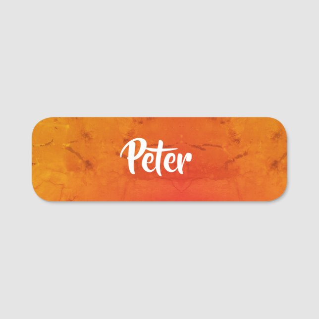 Custom name textured orange tag (Front)